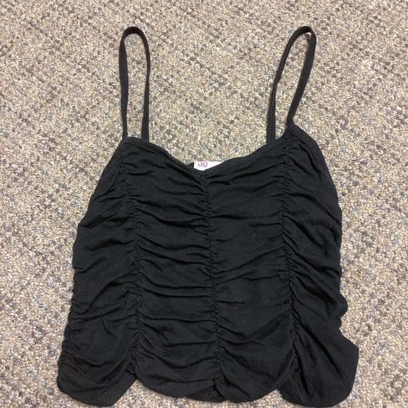 SO Black Ruched Spaghetti Strap Tank Top * Size Juniors Small - Picture 1 of 6